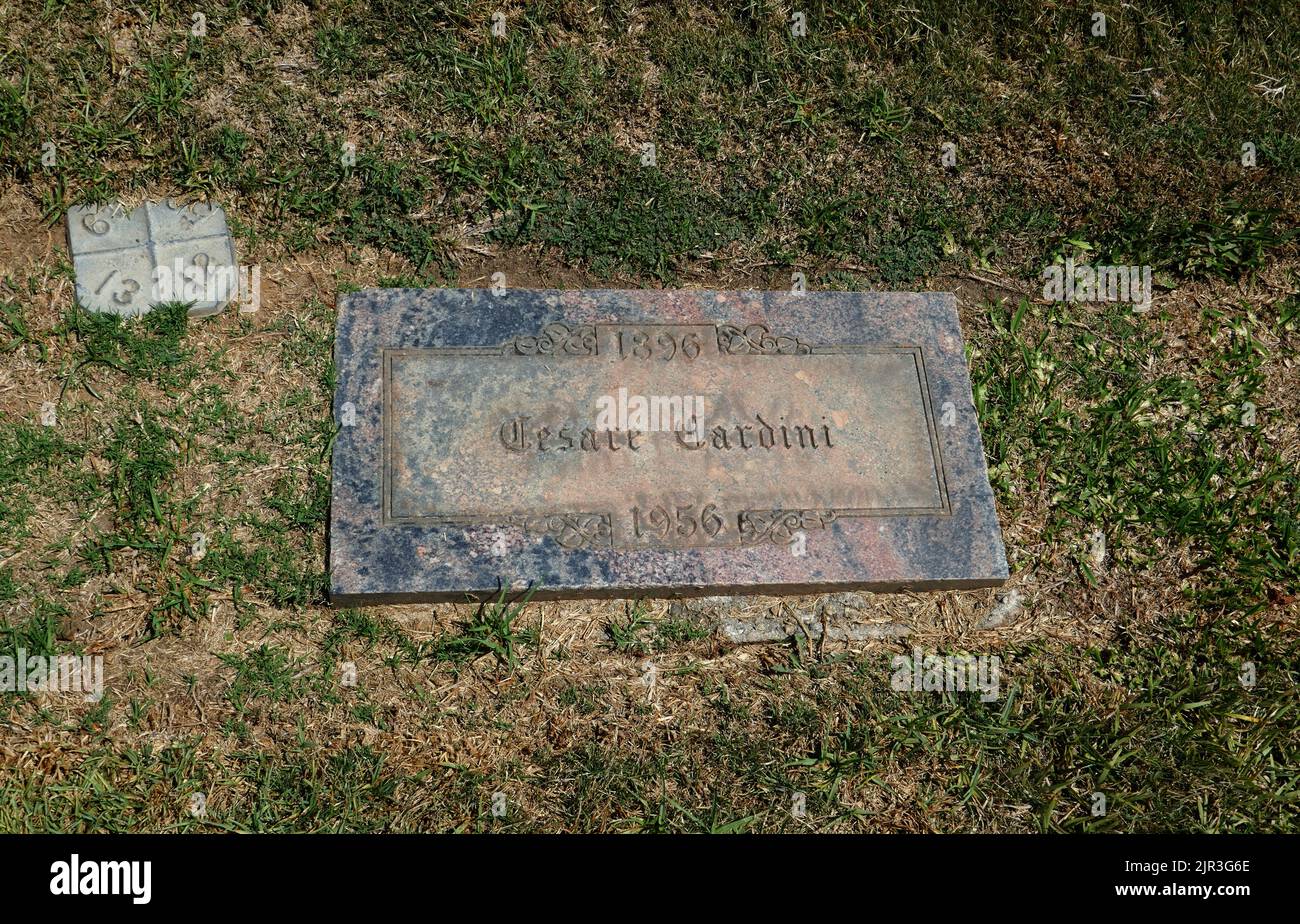 Inglewood, California, USA 19th August 2022 Restaurateur/Chef Cesare Cardini, aka Caesar Cardini's Grave in Elm Section at Inglewood Park Cemetery on August 19, 2022 in Inglewood, Los Angeles, California, USA. Cesare Cardini credited with creating the Caesar Salad at his Tijuana Restaurant. Photo by Barry King/Alamy Stock Photo Stock Photo