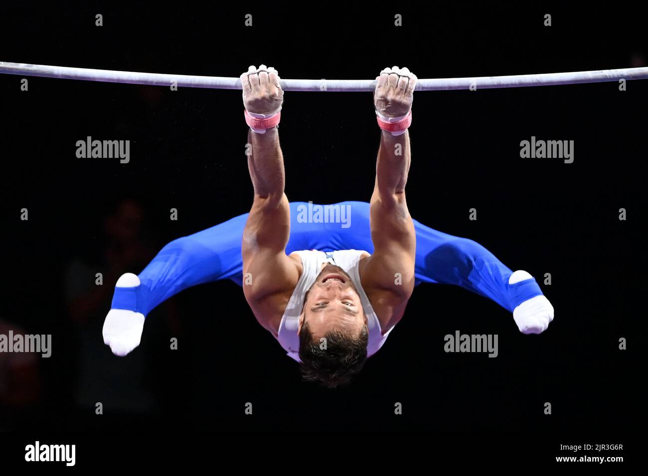 Paul Degouy (France). European Championships Munich 2022: Artistic Gymnastics, Men's Horizontal bar Finals Stock Photo