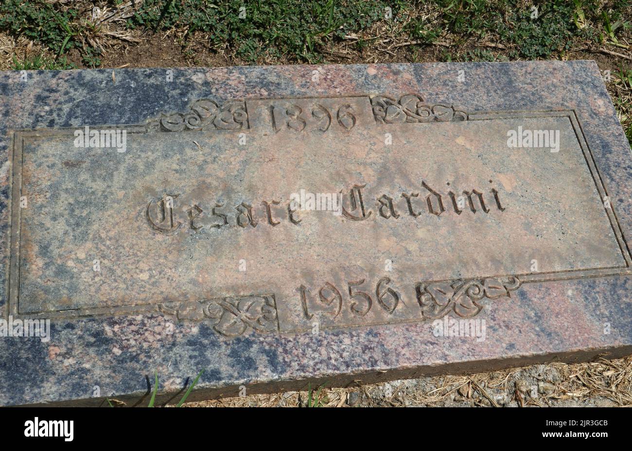 Inglewood, California, USA 19th August 2022 Restaurateur/Chef Cesare Cardini, aka Caesar Cardini's Grave in Elm Section at Inglewood Park Cemetery on August 19, 2022 in Inglewood, Los Angeles, California, USA. Cesare Cardini credited with creating the Caesar Salad at his Tijuana Restaurant. Photo by Barry King/Alamy Stock Photo Stock Photo