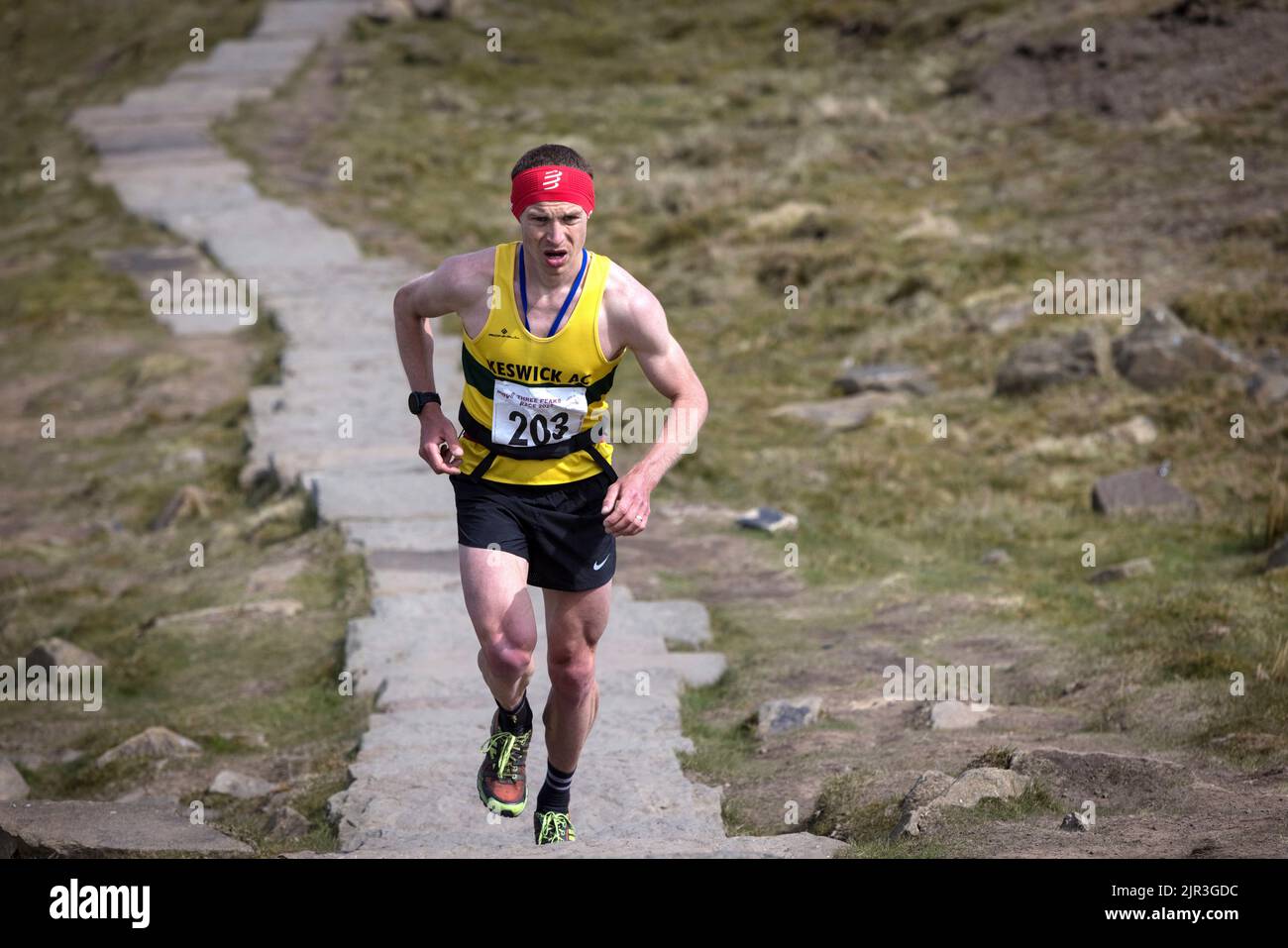 Brennan Townshend of Keswick AC leads the field on the ascent of Ingleborough Stock Photo