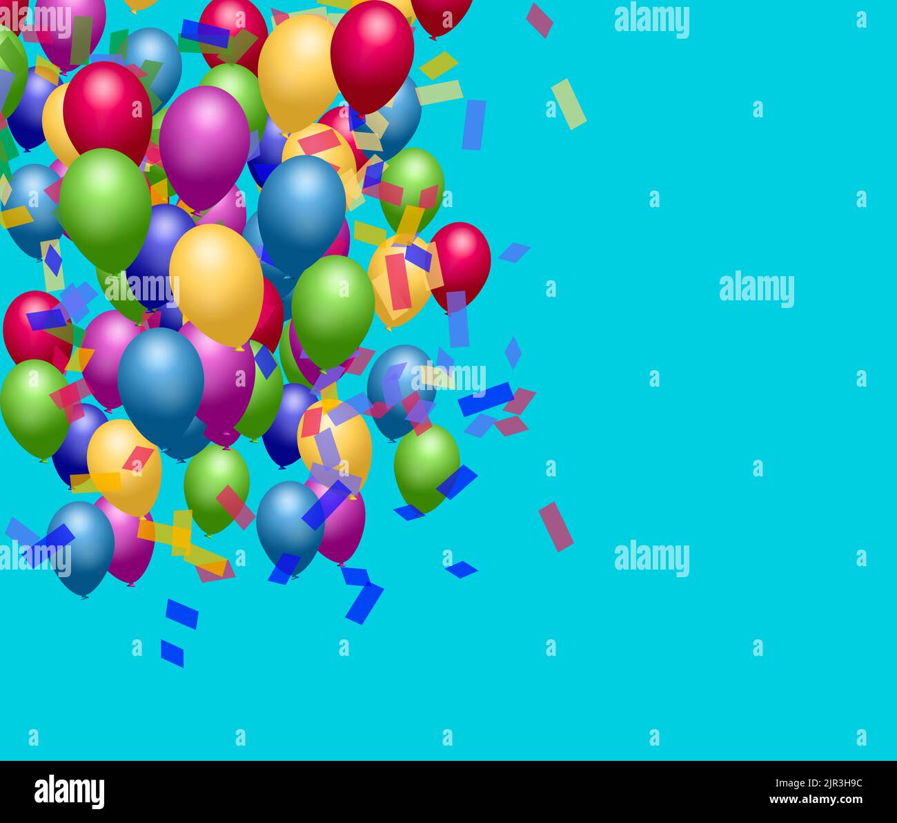 Party balloons and confetti background 3-d illustration Stock Photo - Alamy