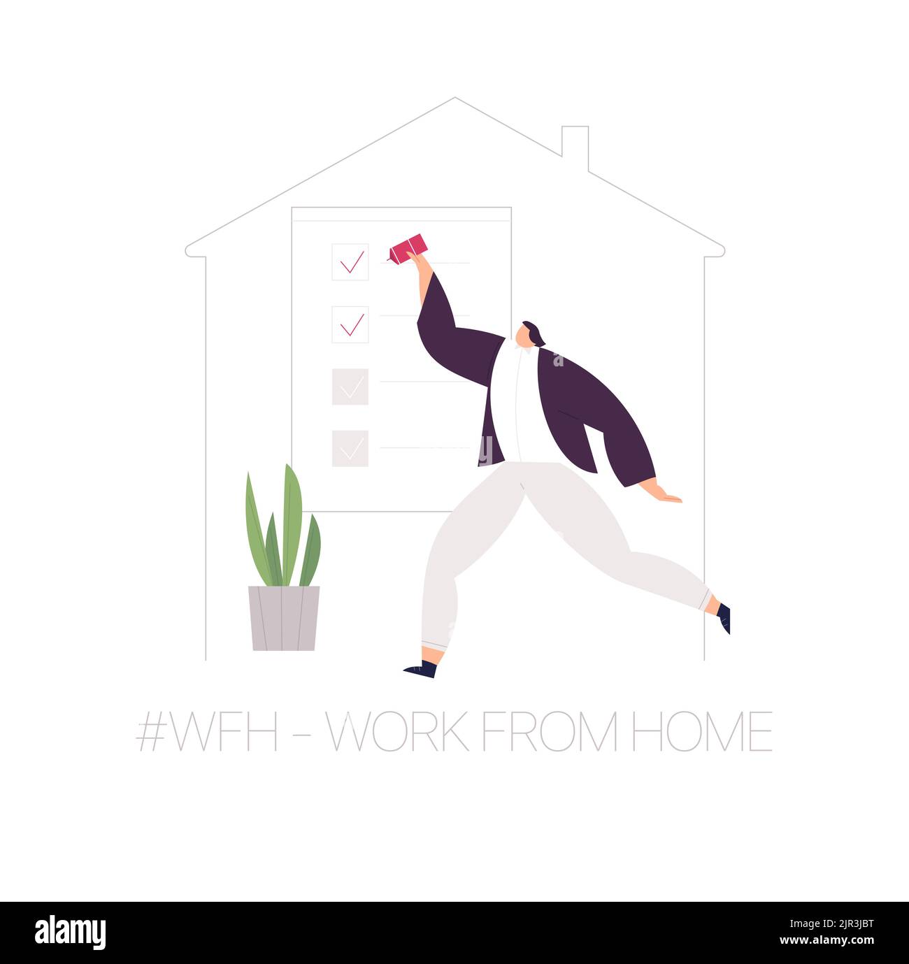 Wfh work from home home office an employee works from home because