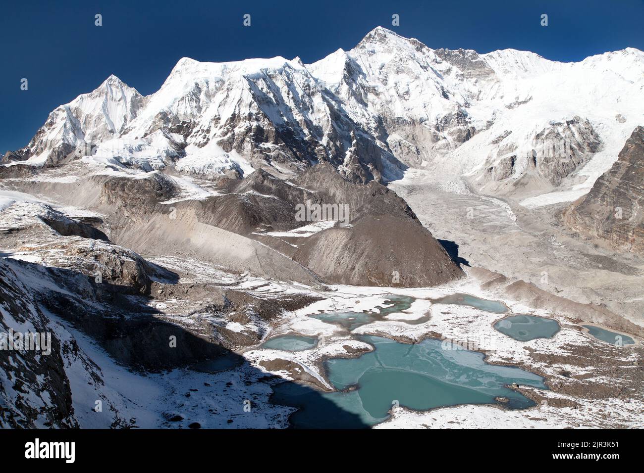 Beautiful panoramic view of Mount Cho Oyu and Cho Oyu base camp