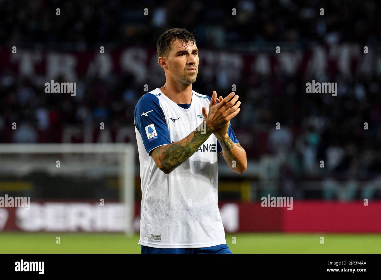 Alessio Romagnoli of SS Lazio greets the fans during the Serie A 2022/ ...