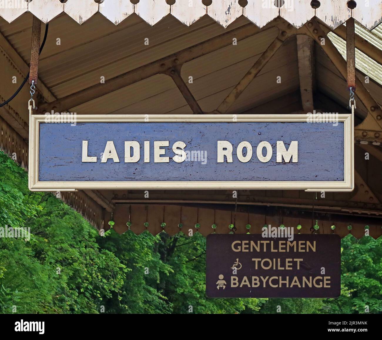 Gender assigned toilets, the ladies room, Llangollen railway station, LL20 8SN Stock Photo