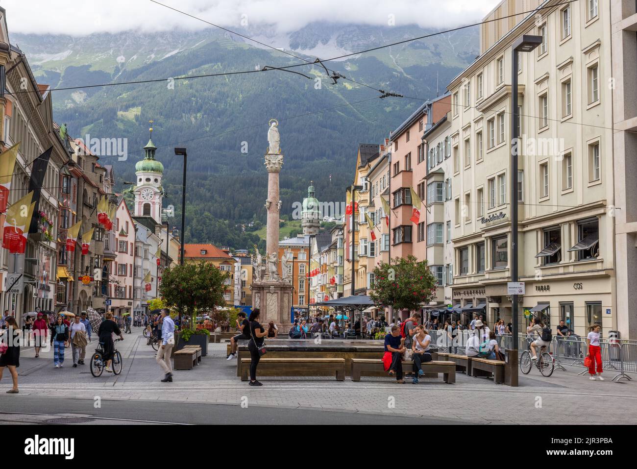 Maria-Theresien-Strasse (Maria Theresa Street) pedestrian promanade, Innsbruck, Austria Stock Photo
