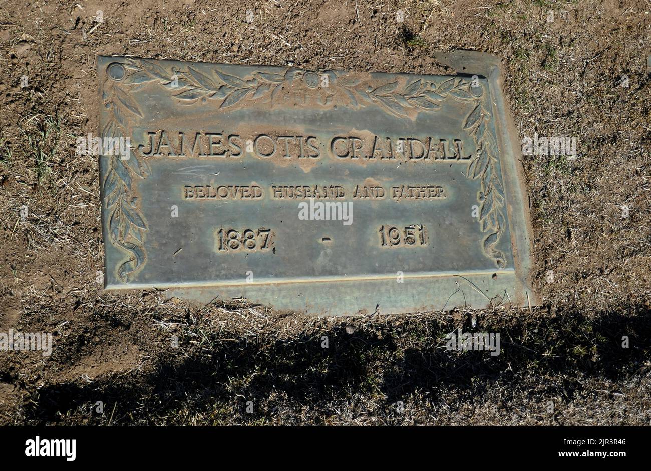 Inglewood, California, USA 19th August 2022 Baseball Player James Otis 'Doc' Crandall's Grave in Nignonette Section at Inglewood Park Cemetery on August 19, 2022 in Inglewood, Los Angeles, California, USA. Photo by Barry King/Alamy Stock Photo Stock Photo