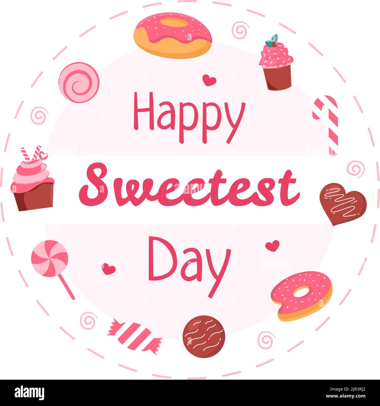 Happy Sweetest Day on 21 October Sweet Holiday Event Hand Drawn Cartoon Flat Illustration with
