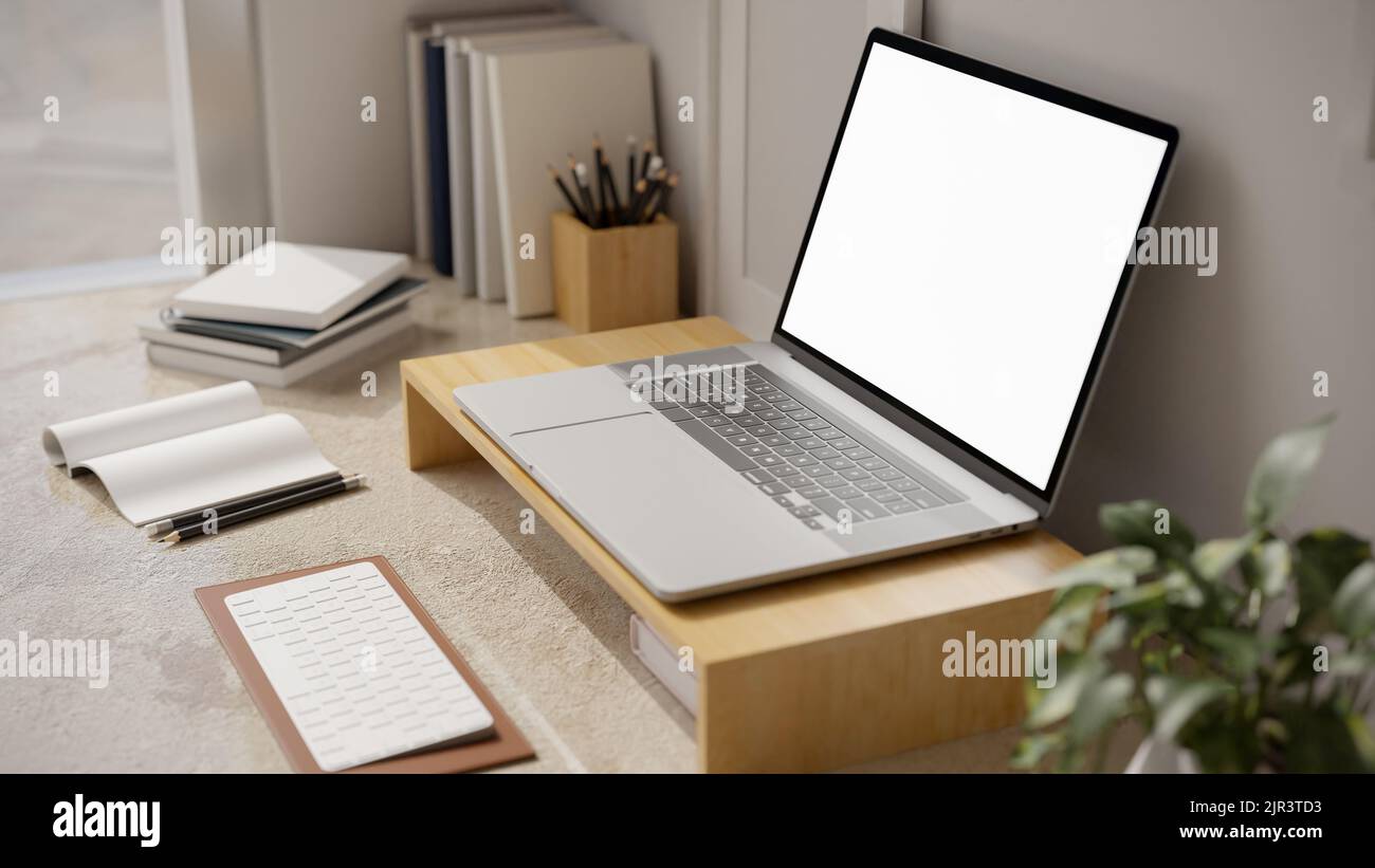 Wooden laptop stand hi-res stock photography and images - Alamy