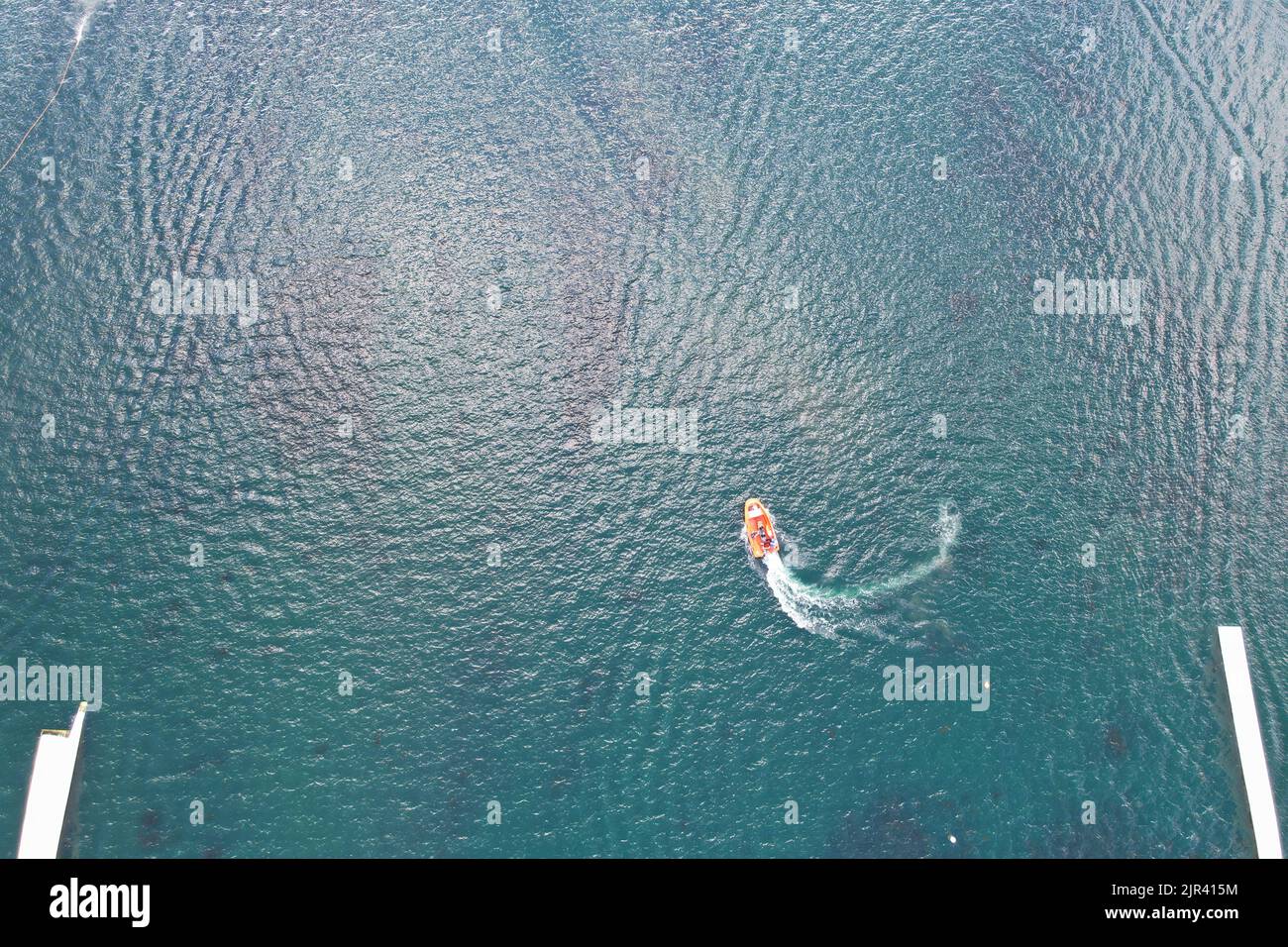 Aerial View of Beautiful Lake at Milton Keynes with People. Water