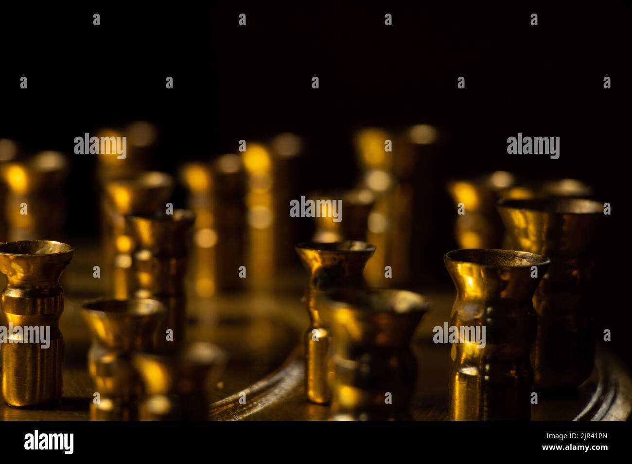 church candlesticks in the temple in the dark without candles, church
