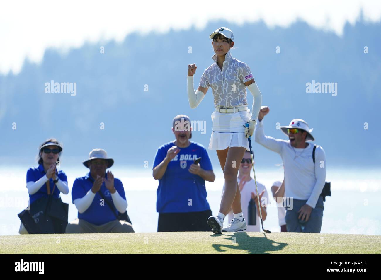 Japan's Saki Baba reacts during final round of the U.S. Women's Amateur