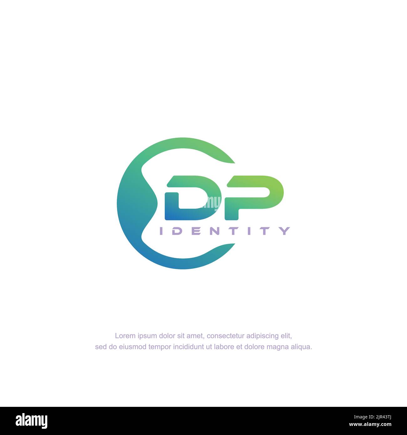 DP Initial letter circular line logo template vector with gradient color Stock Vector