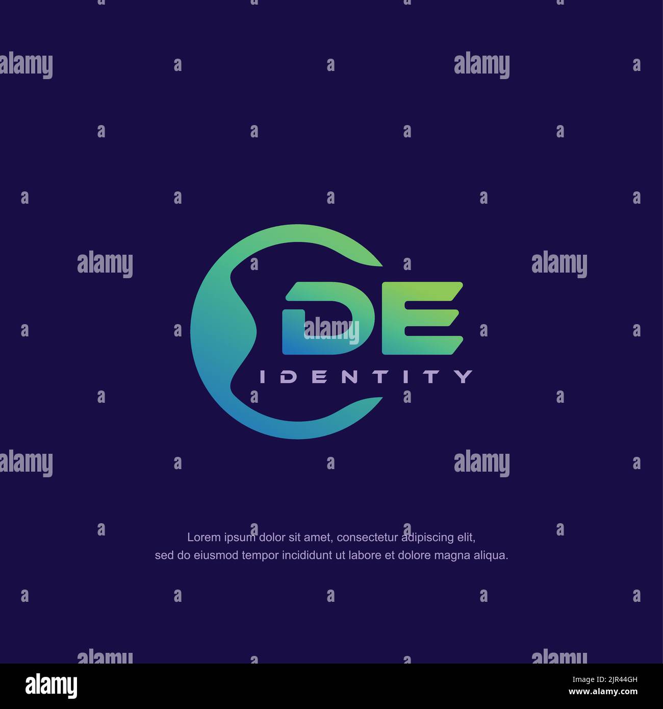 DE Initial letter circular line logo template vector with gradient color Stock Vector