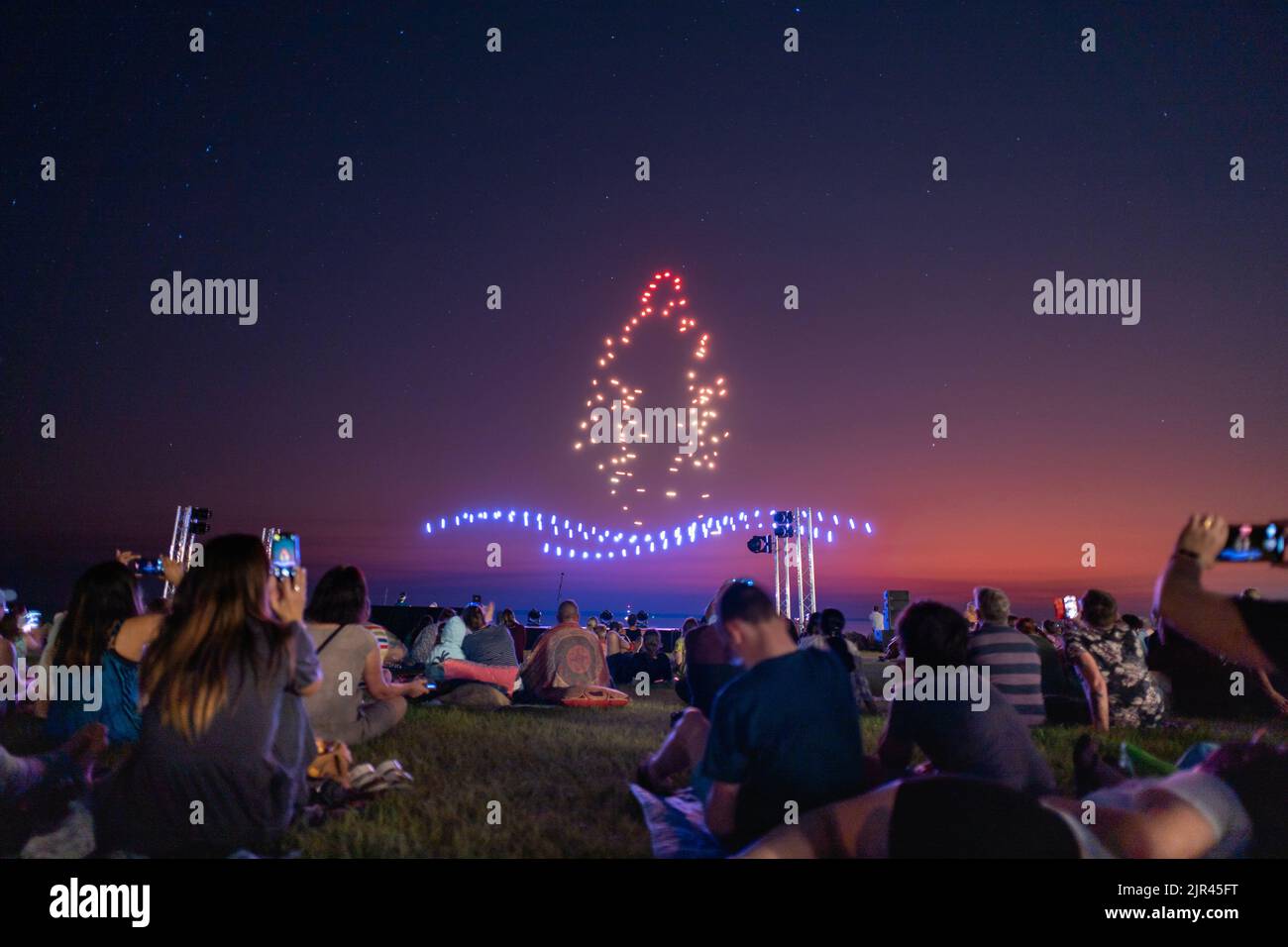 Drone light performance at the Darwin Festival Stock Photo