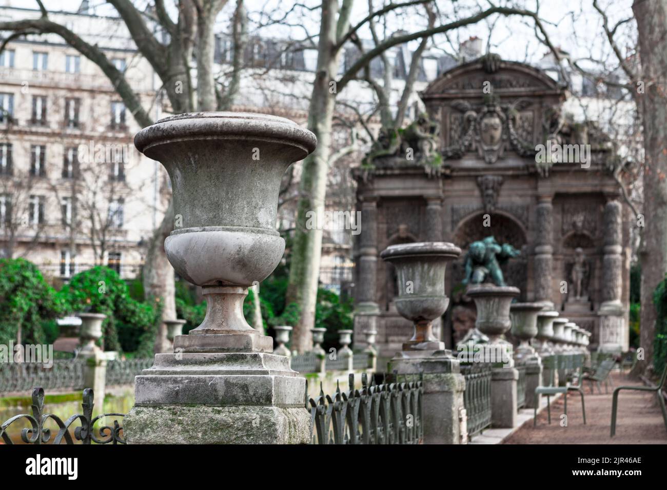 Gorgeous fountain at Luxembourg Gardens in Paris . Medici monumental fountain in the Jardin du Luxembourg Stock Photo