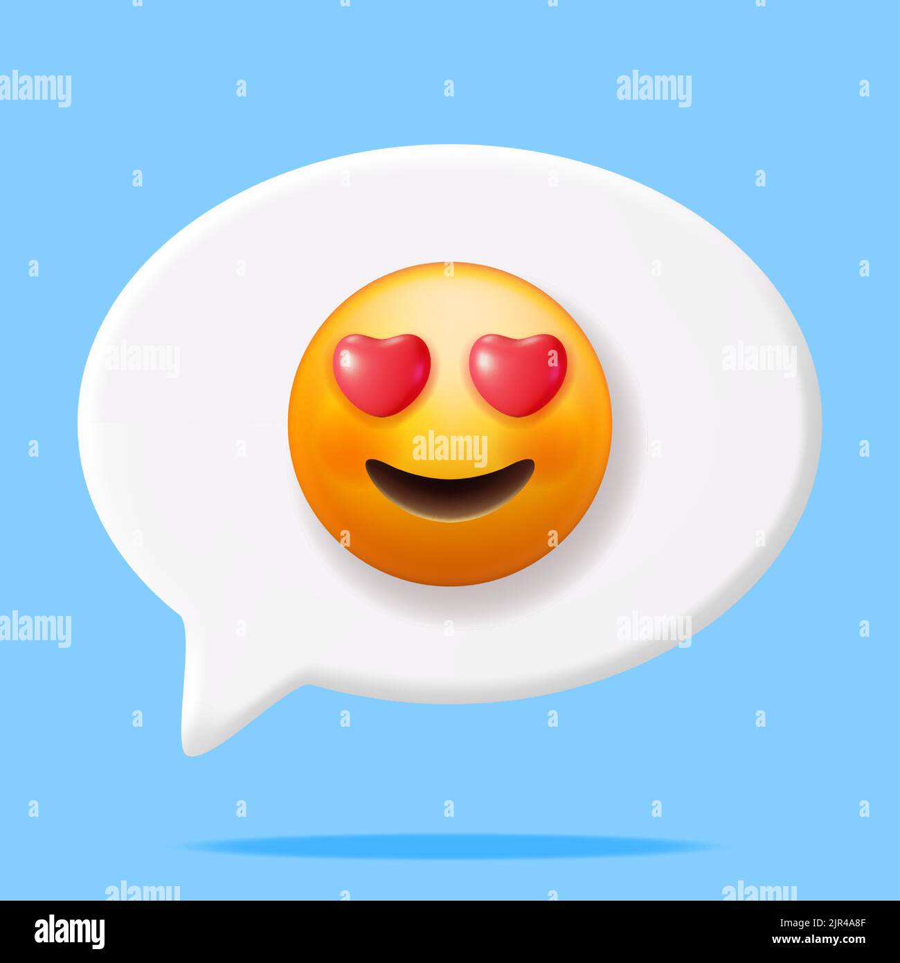 3D Emoticon with Heart Shaped Eyes Speech Bubble Stock Vector Image ...