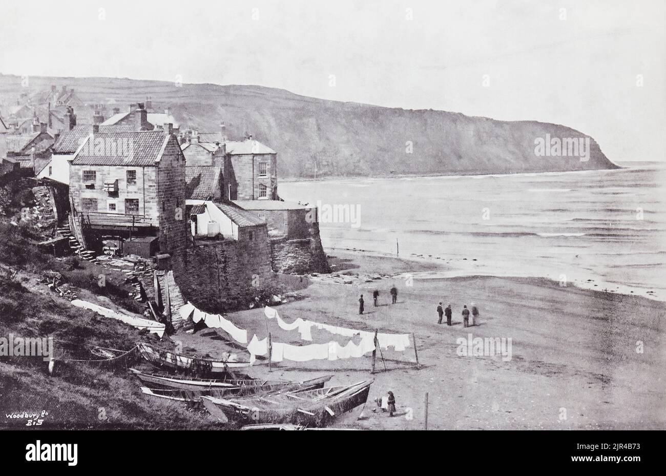 Robin Hood's Bay, North Yorkshire, England.  The village and bay, seen here in the 19th century. From Around The Coast,  An Album of Pictures from Photographs of the Chief Seaside Places of Interest in Great Britain and Ireland published London, 1895, by George Newnes Limited. Stock Photo