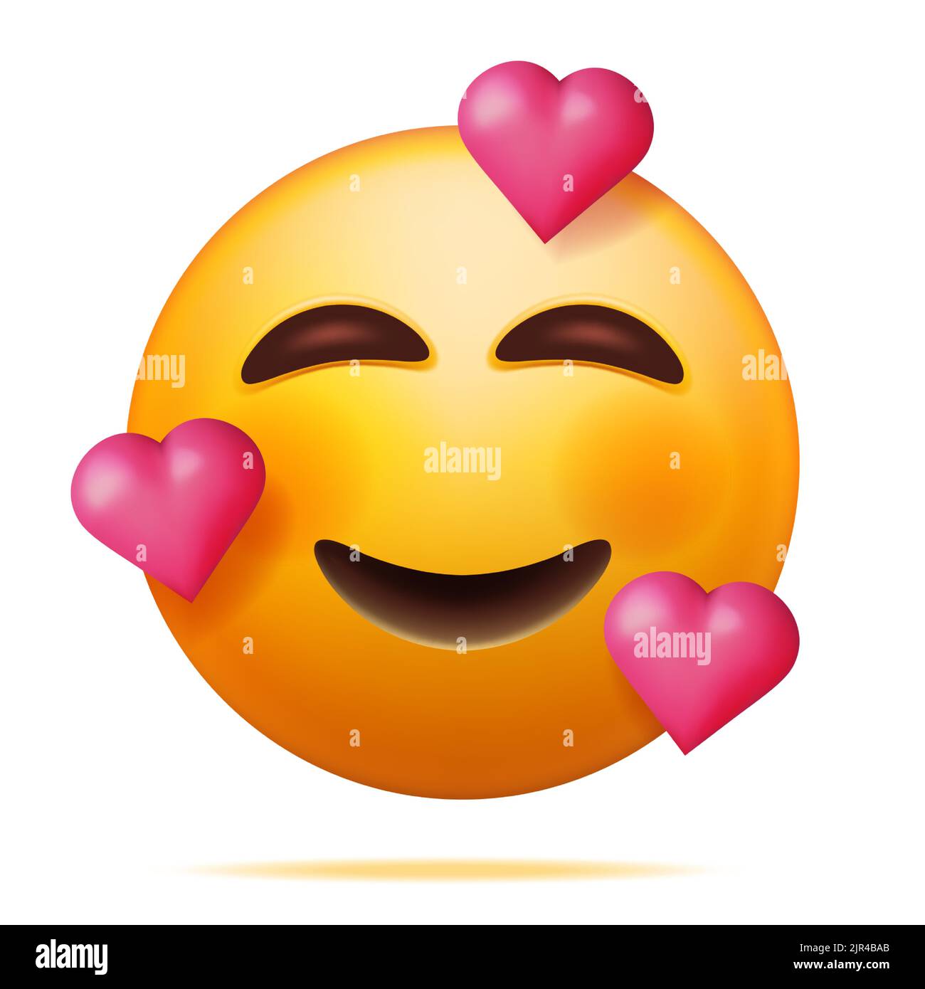 3D Yellow Happy Emoticon with Three Hearts Stock Vector Image & Art Alamy