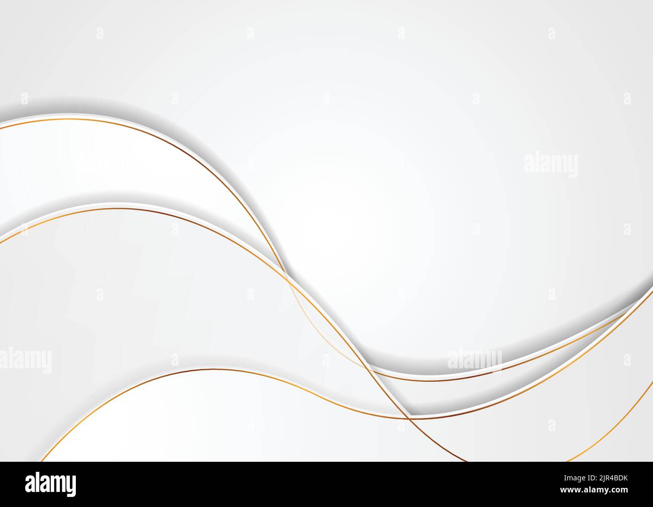 Grey and white abstract wavy corporate background with bronze outlines. Vector design Stock Vector
