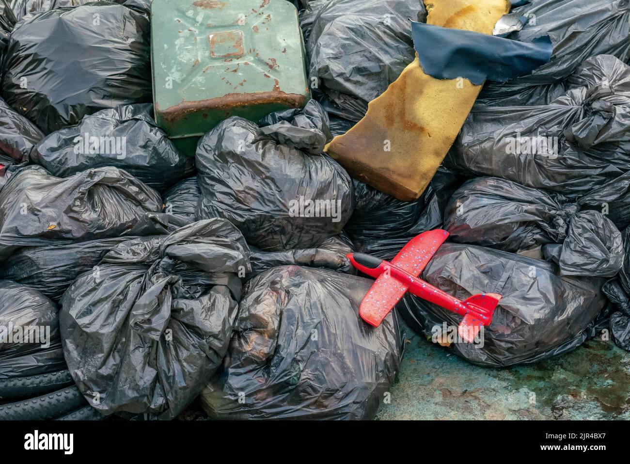 Red plastic rubbish bags hi res stock photography and images