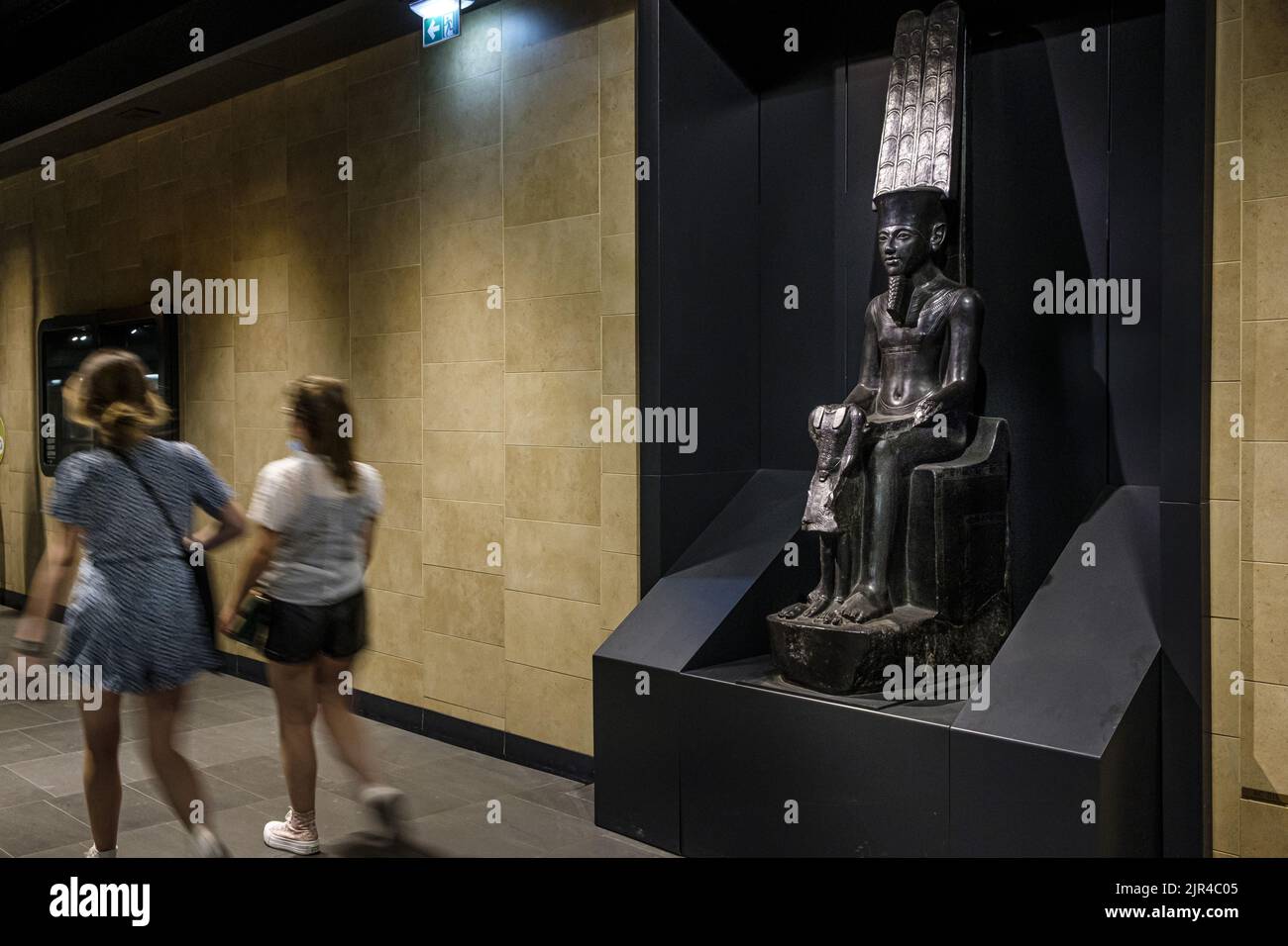 France. Paris (75) (1th district) the platforms of the Louvre Rivoli metro station are decorated with reproductions of works of art from the Louvre mu Stock Photo