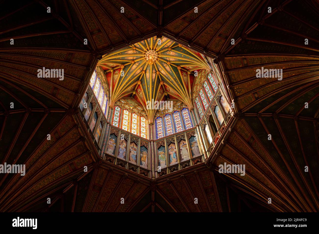 The famous 14th-century octagonal lantern tower at Ely Cathedral Stock