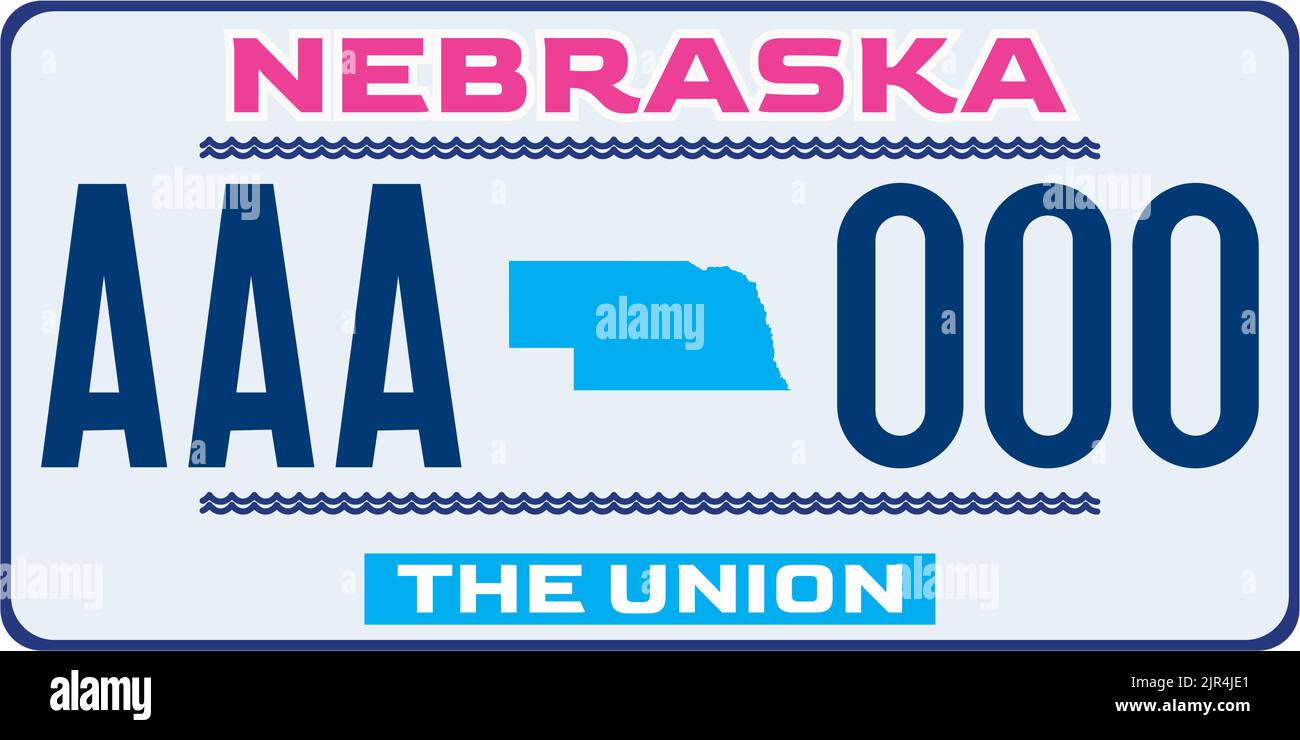Vehicle license plates marking in Nebraska in United States of America