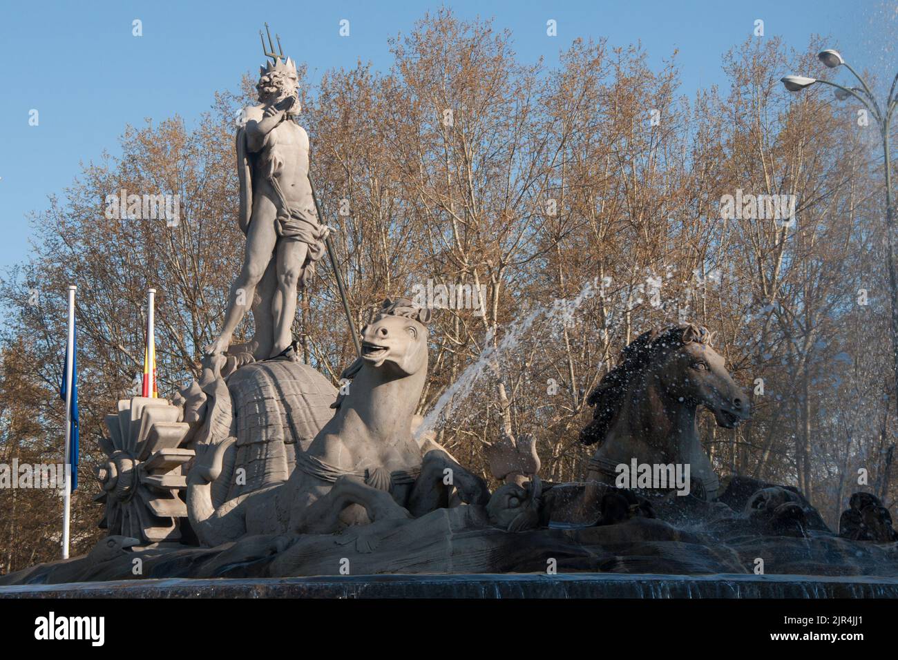 The fountain devoted to Neptune in a park in Madrid, Spain Stock Photo