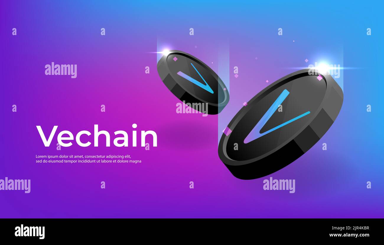 Vechain coin banner. VET coin cryptocurrency concept banner background ...