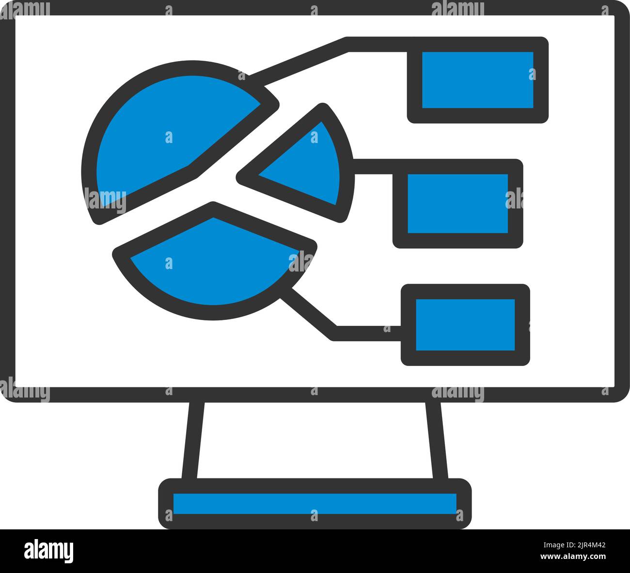 Monitor With Analytics Diagram Icon. Editable Bold Outline With Color ...