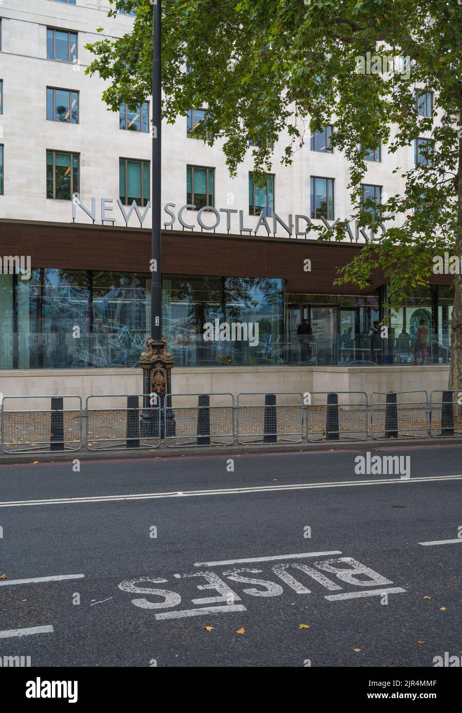 Exterior of New Scotland Yard Metropolitan Police headquarters on Victoria Embankment, Westminster, London, England, UK Stock Photo