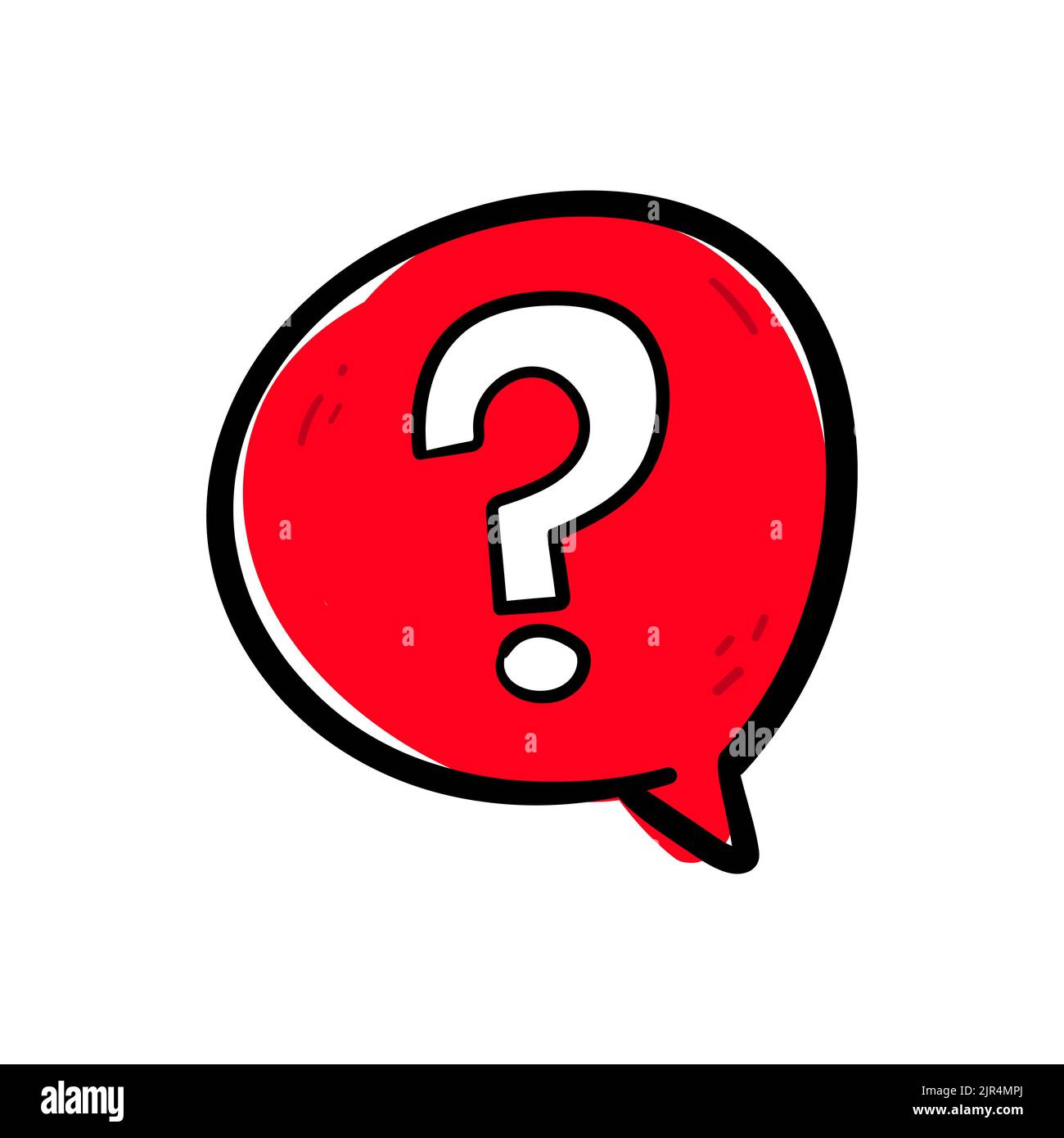 Hand drawing question mark sign symbol in a red speech bubble icon