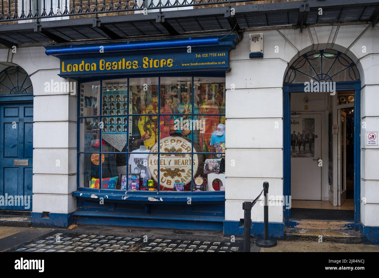 Shopfront and colourful window display at the London Beatles Store on Baker Street, London, England, UK Stock Photo