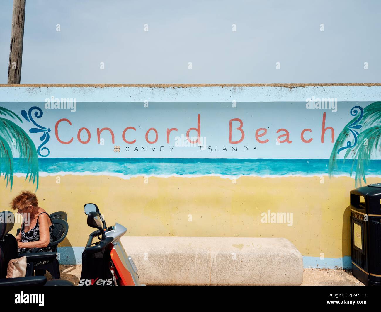 Concord Beach painted sea wall mural art on the coast at Canvey Island