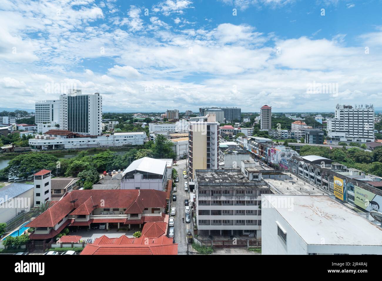 Chiangmai city view with residence buildings scenery Stock Photo