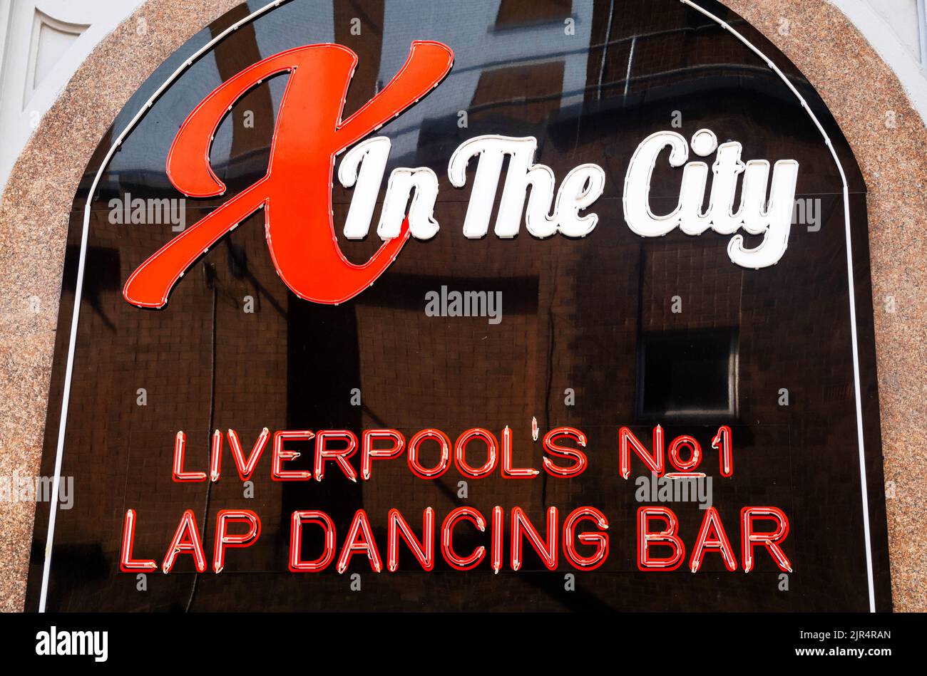 X in The City a Liverpool lap dancing bar on Wood Street Stock Photo