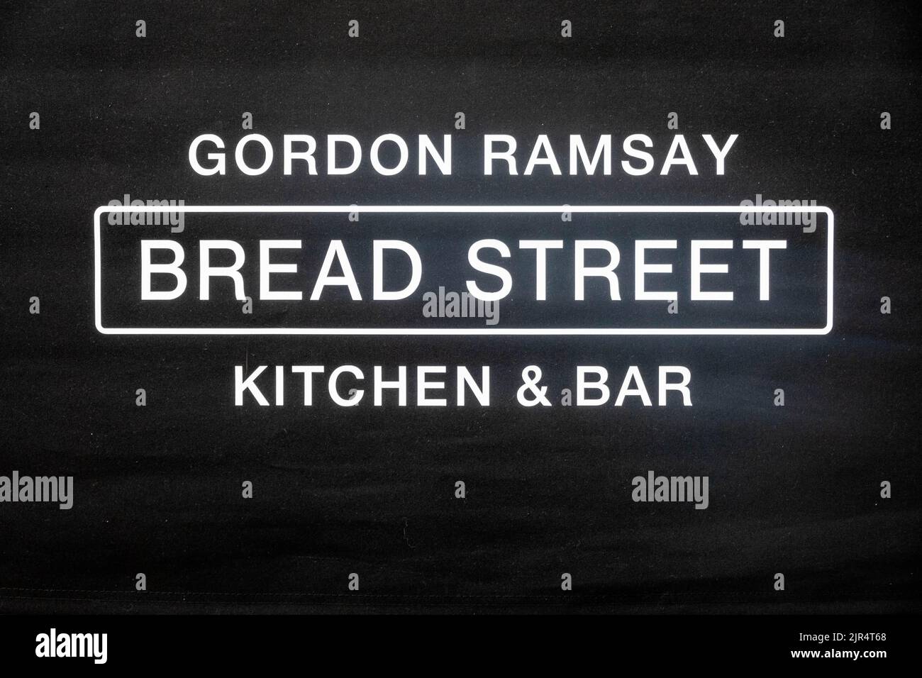 Banner outside Gordon Ramsay Bread Street Kitchen & Bar in Liverpool Stock Photo