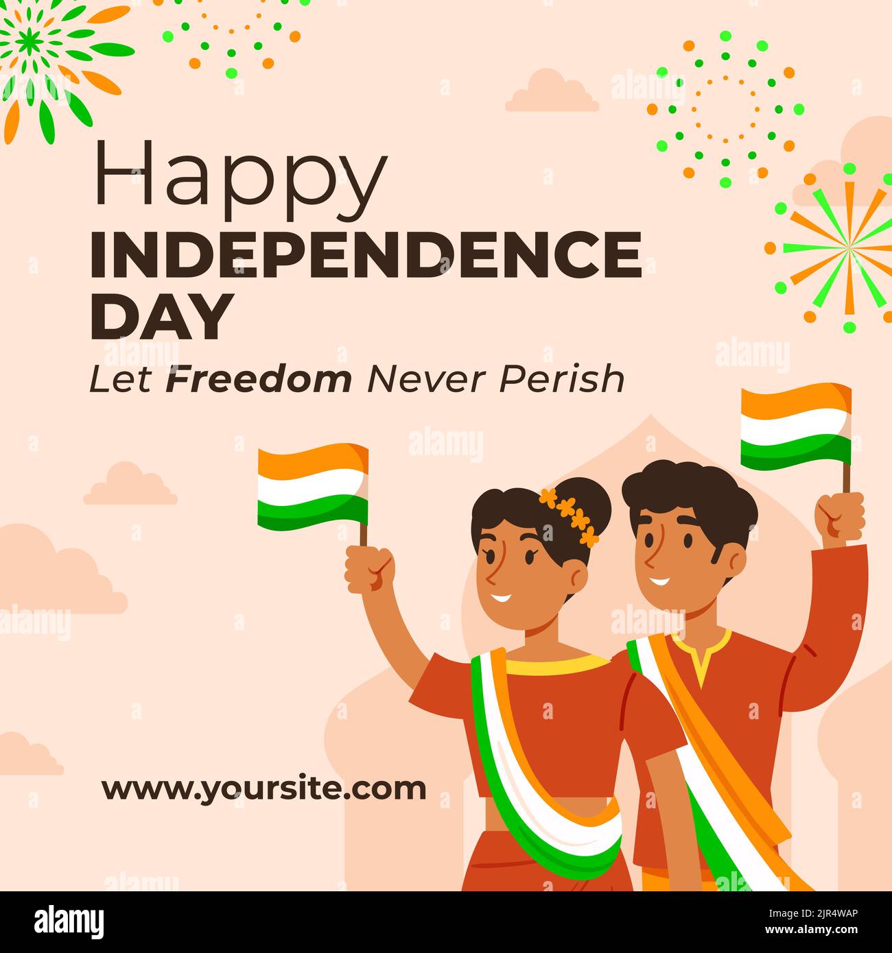 Flat india independence day posts set Vector illustration Stock Vector ...