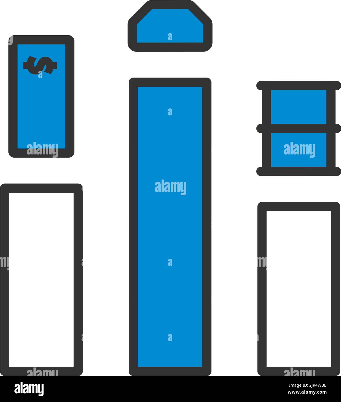 Oil, Dollar And Gold Chart Concept Icon. Editable Bold Outline With