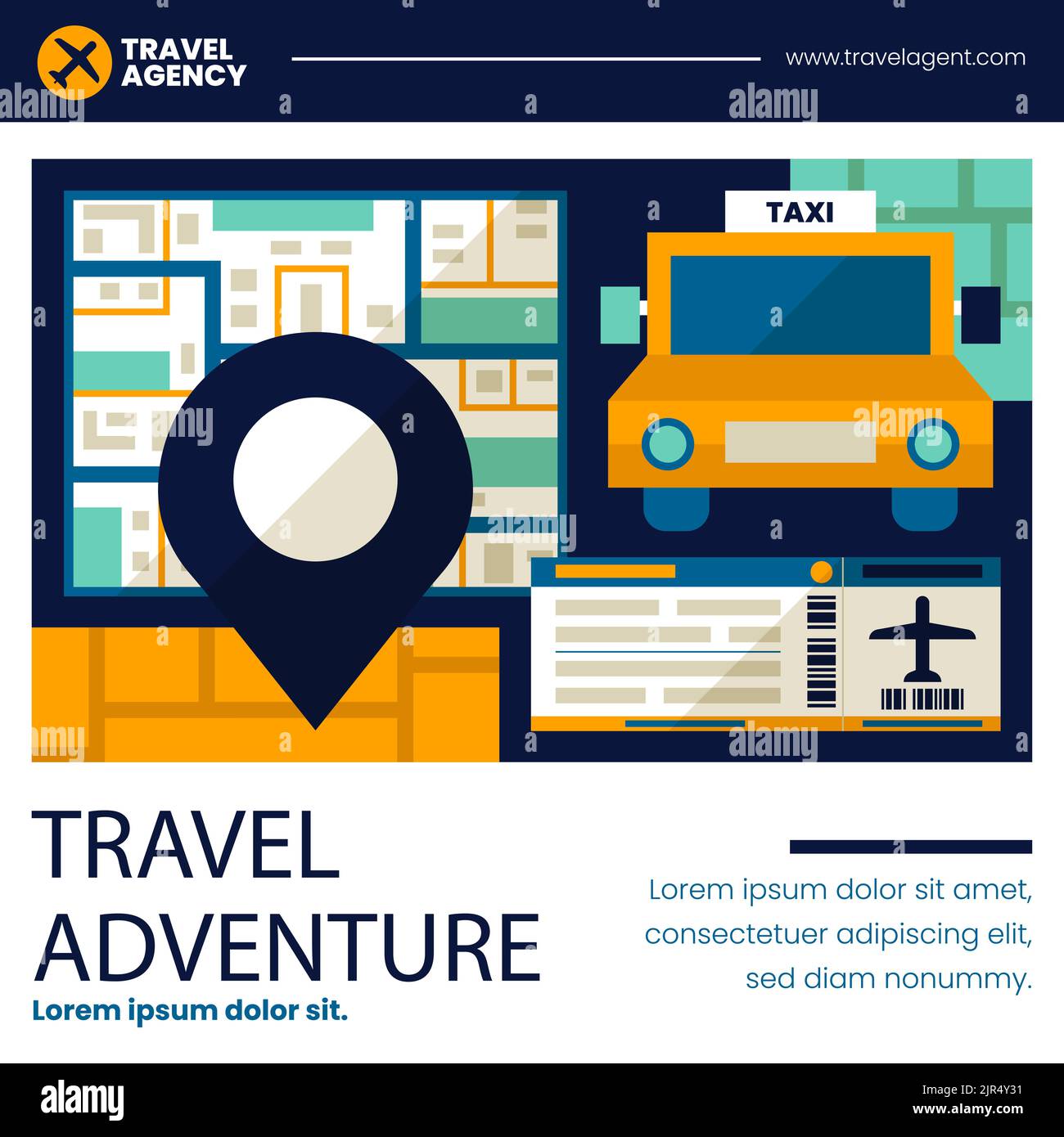 Flat travel agency posts set Vector illustration Stock Vector Image ...