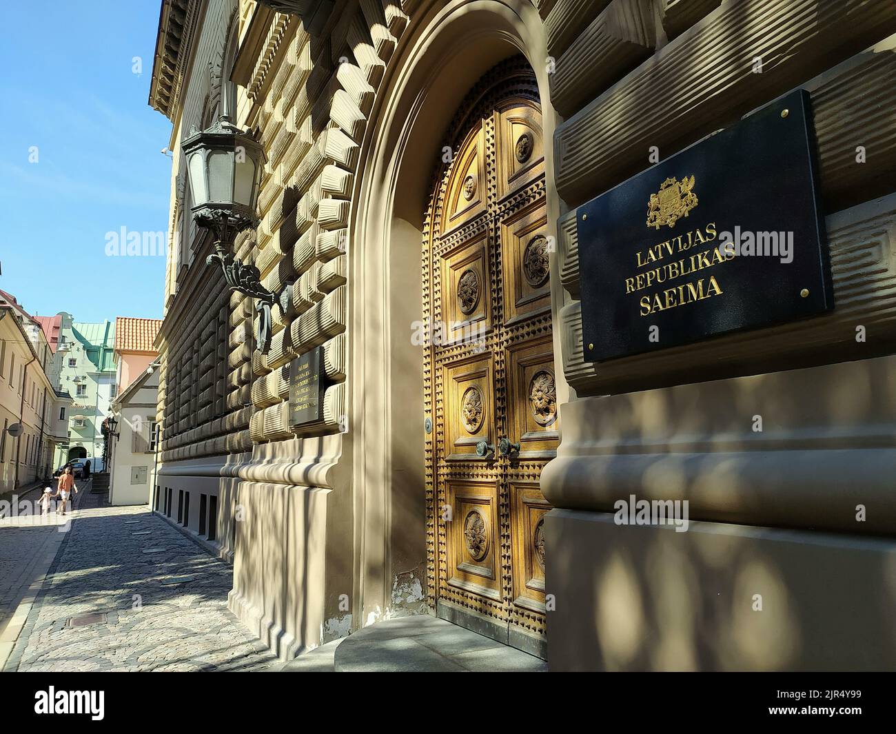 Latvia, Riga. Latvian Seimas. The building of the Latvian Parliament in old Riga. Stock Photo