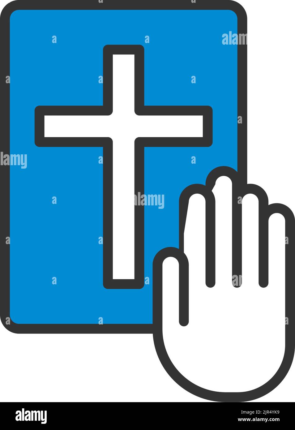 Hand On Bible Icon. Editable Bold Outline With Color Fill Design ...