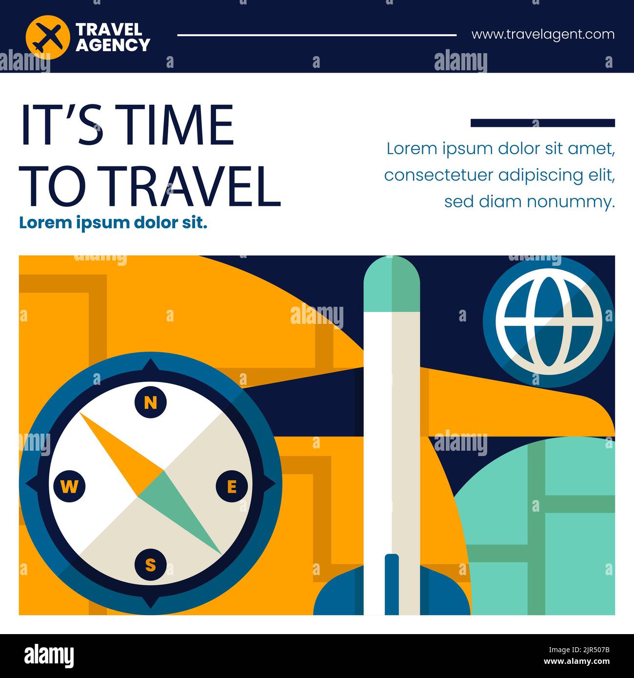 Flat travel agency posts set Vector illustration Stock Vector Image ...