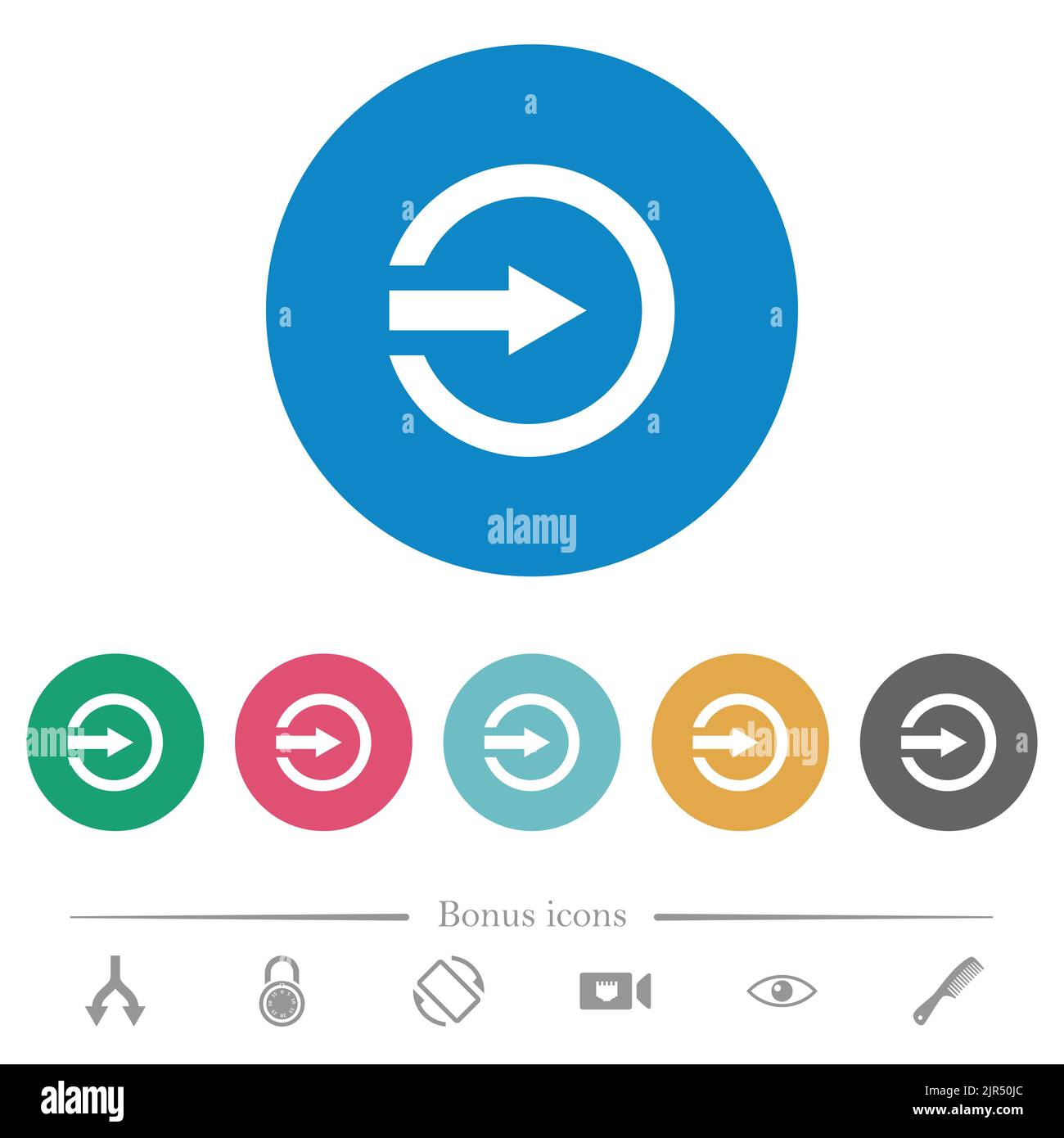 Import flat white icons on round color backgrounds. 6 bonus icons ...