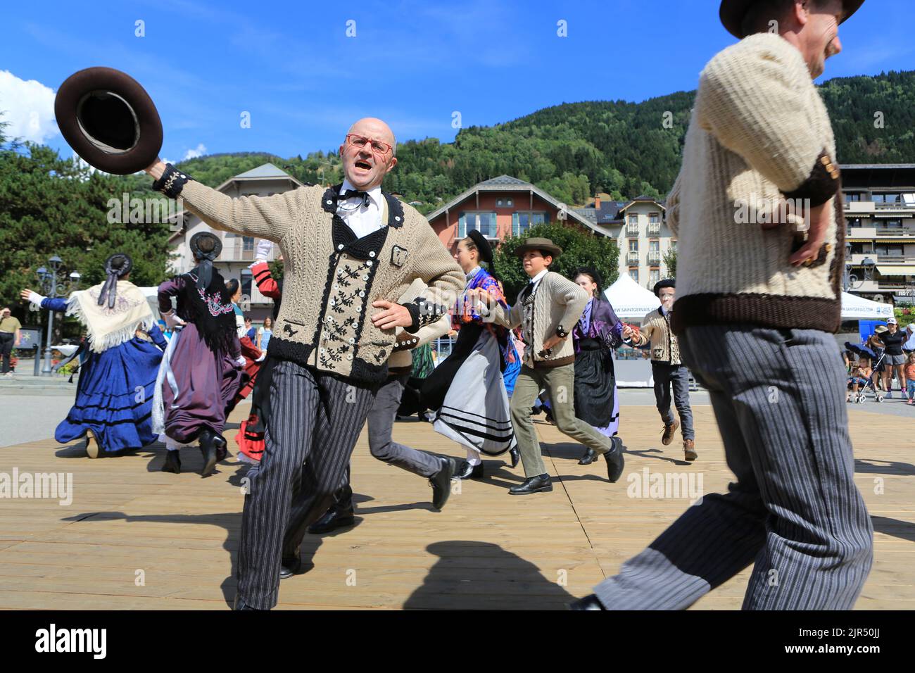 La Rioule. Danses folkloriques. Groupes folkloriques du Pays de Savoie. Espace Marie-Paradis. Saint-Gervais-les-Bains. Haute-Savoie. France. Stock Photo