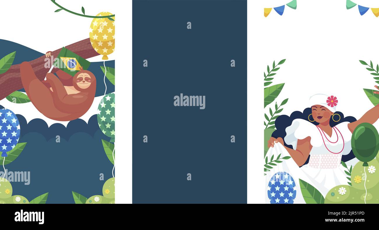 Flat sete de setembro stories set Vector illustration Stock Vector
