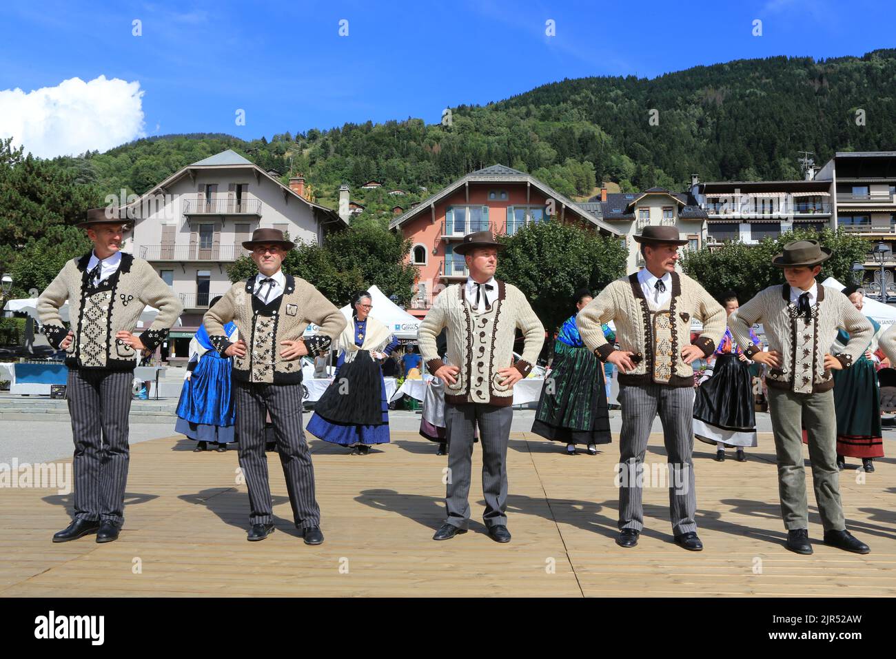 La Rioule. Danses folkloriques. Groupes folkloriques du Pays de Savoie. Espace Marie-Paradis. Saint-Gervais-les-Bains. Haute-Savoie. France. Stock Photo