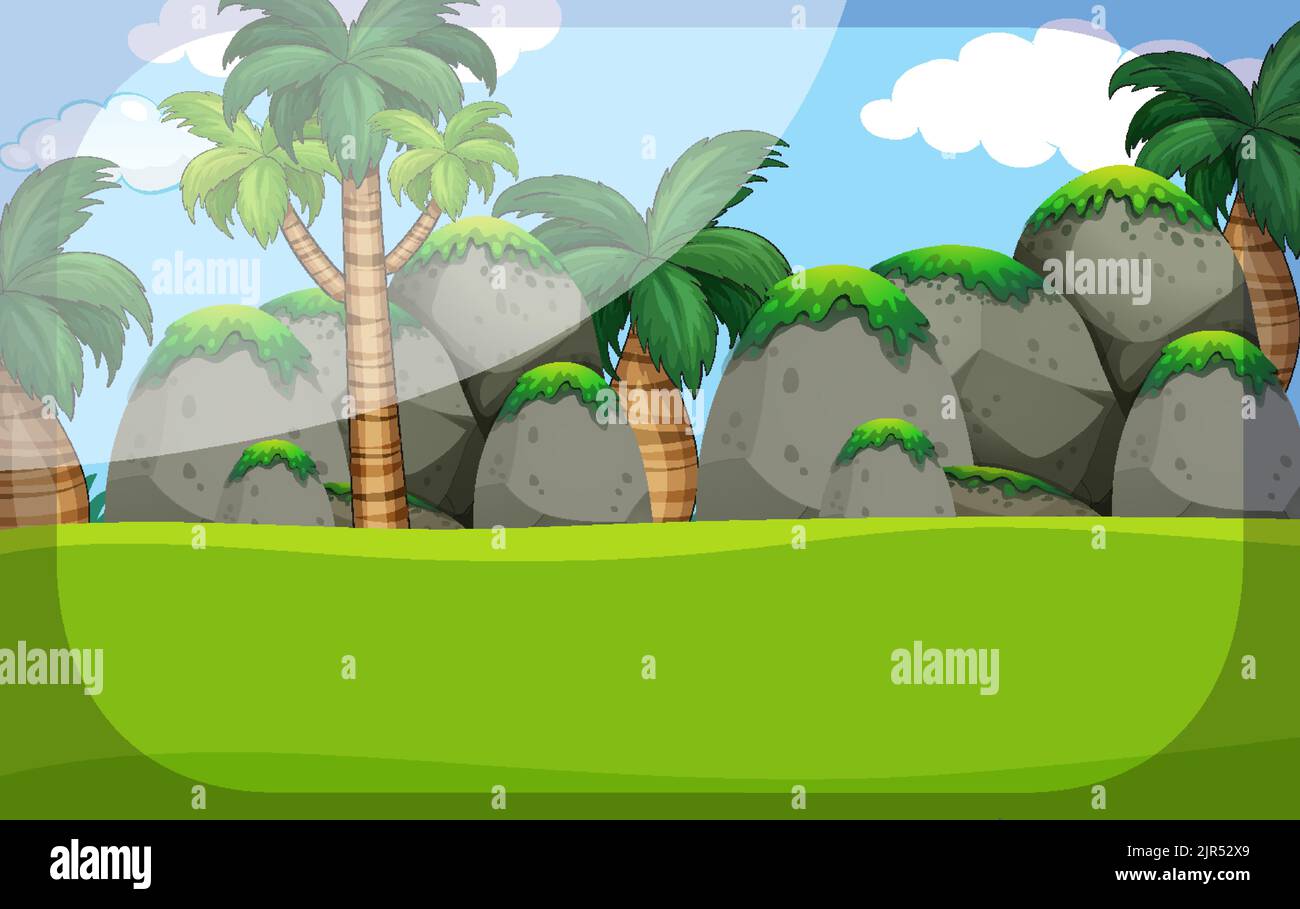 Cartoon forest background template illustration Stock Vector Image