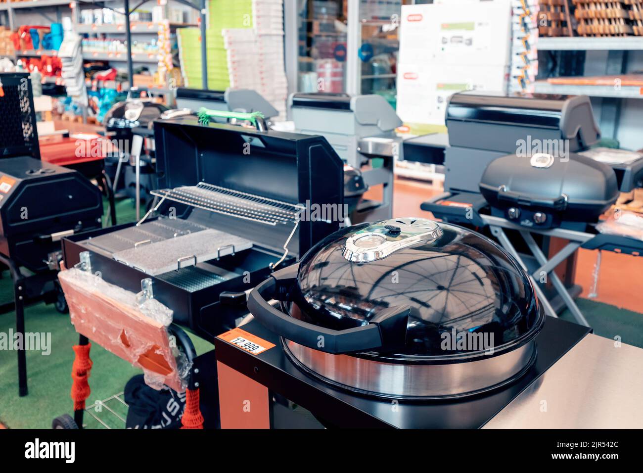 27 June 2022, Antalya, Turkey Barbecue grills running on gas and